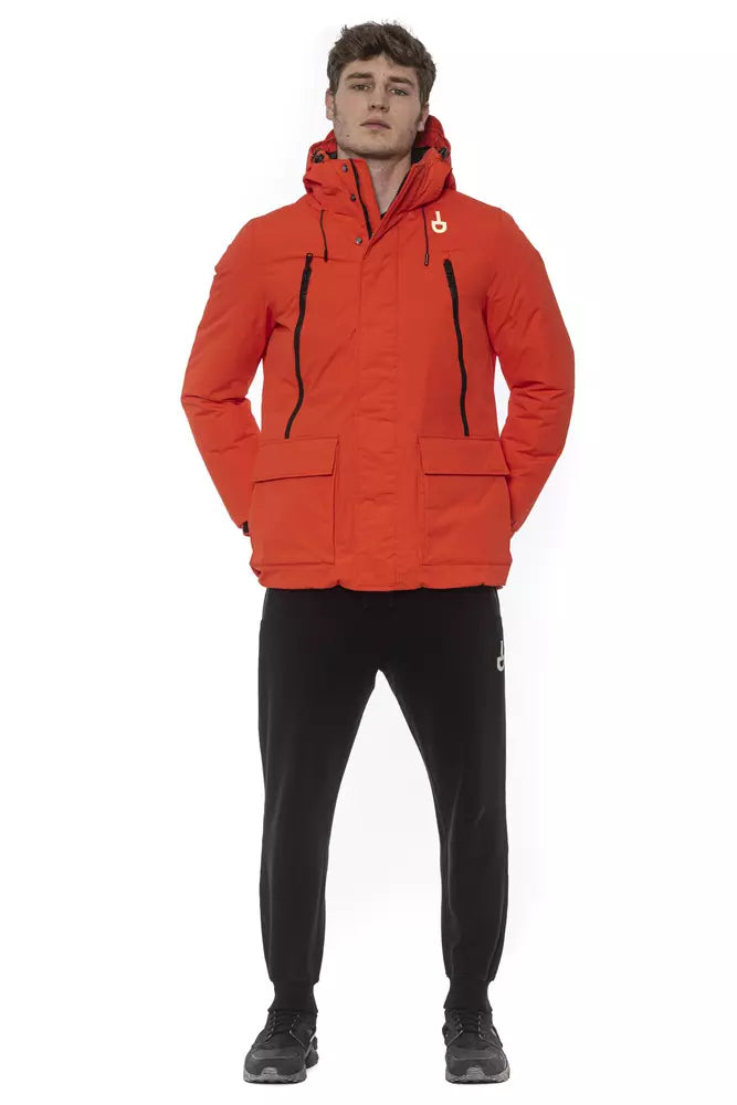 Tond röd polyester herrjacka