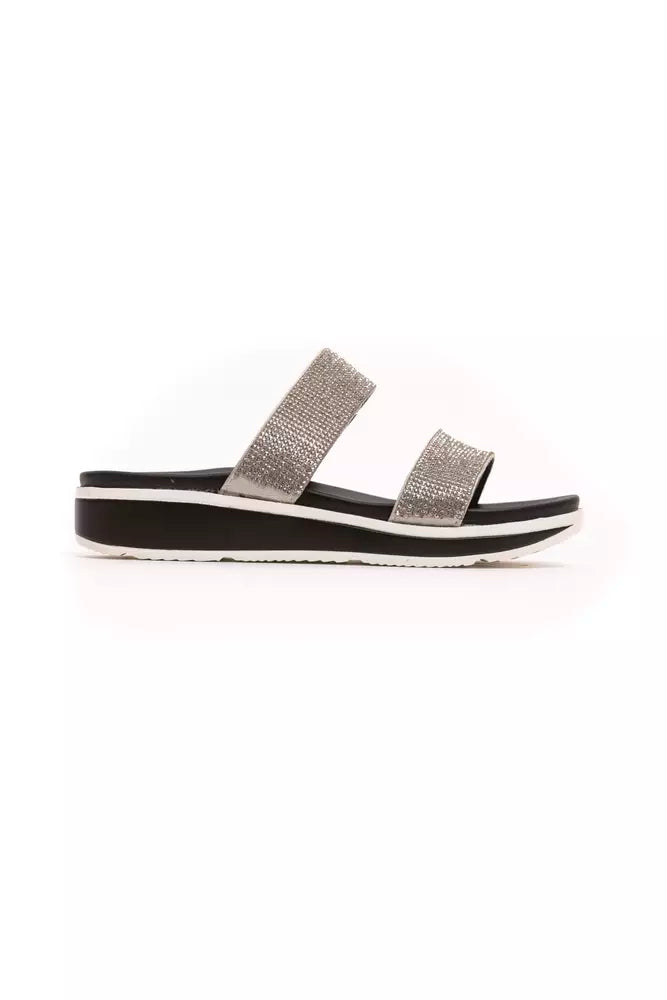 Péché Originel Silver Textile Dam Sandal