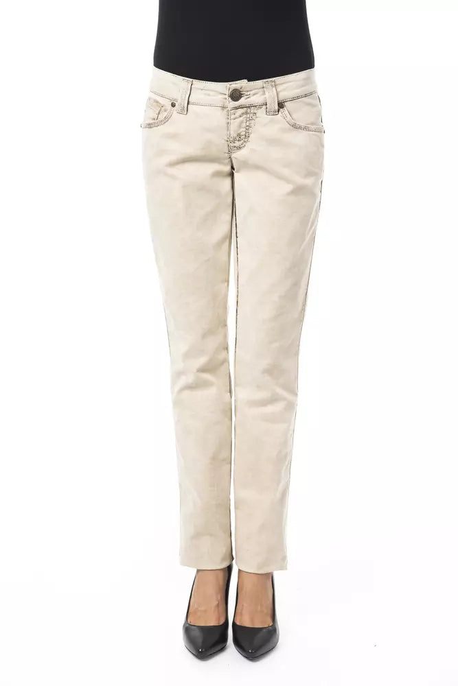 Beige bomullsjeans för kvinnor