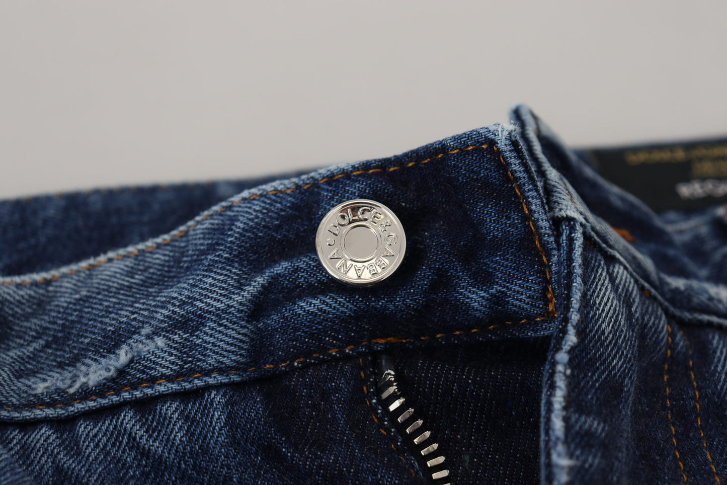 Dolce & Gabbana Blå Bomullsslitna Herrjeans