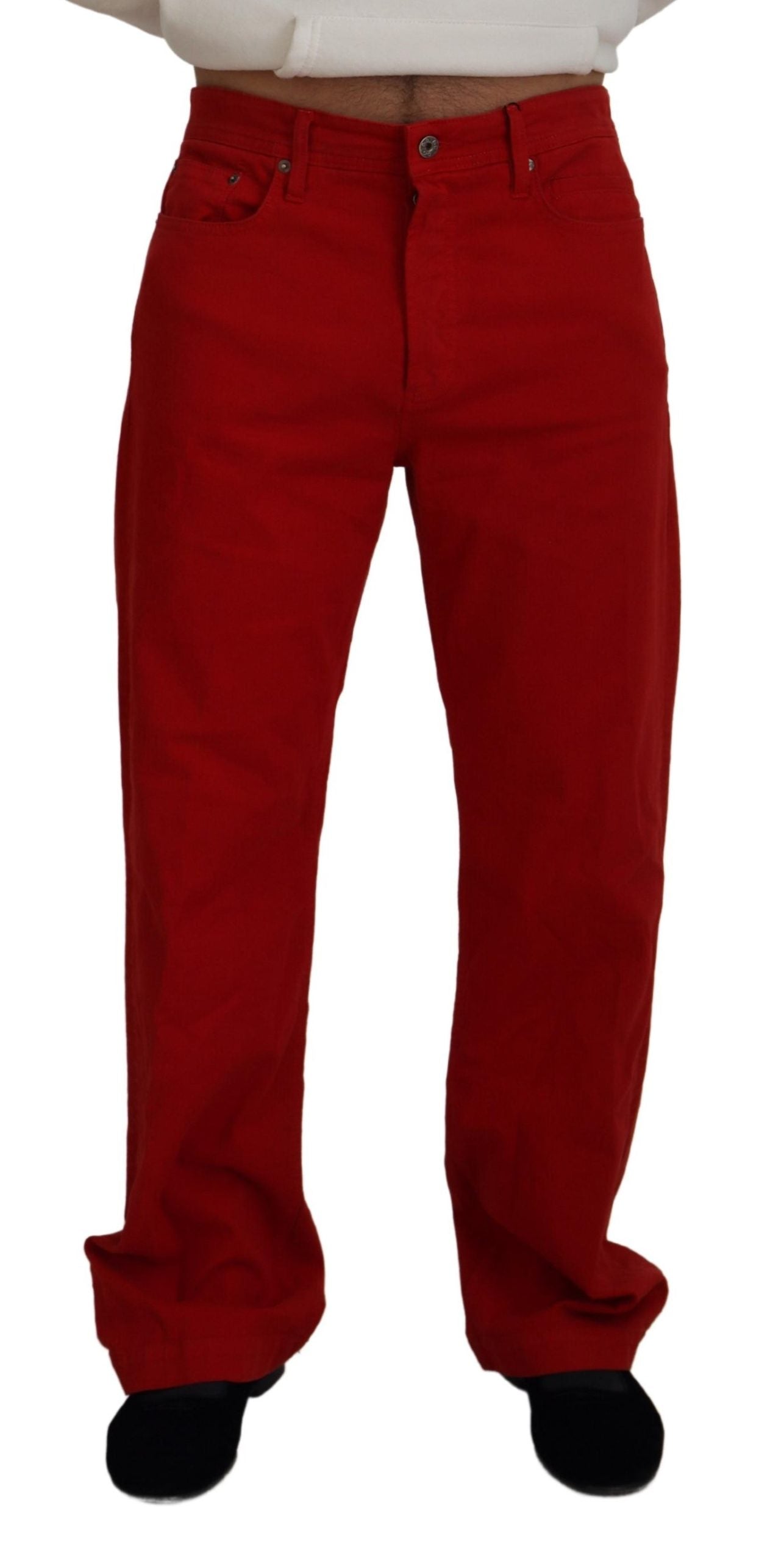 Dolce & Gabbana Röda Bomulls Raka Herrjeans