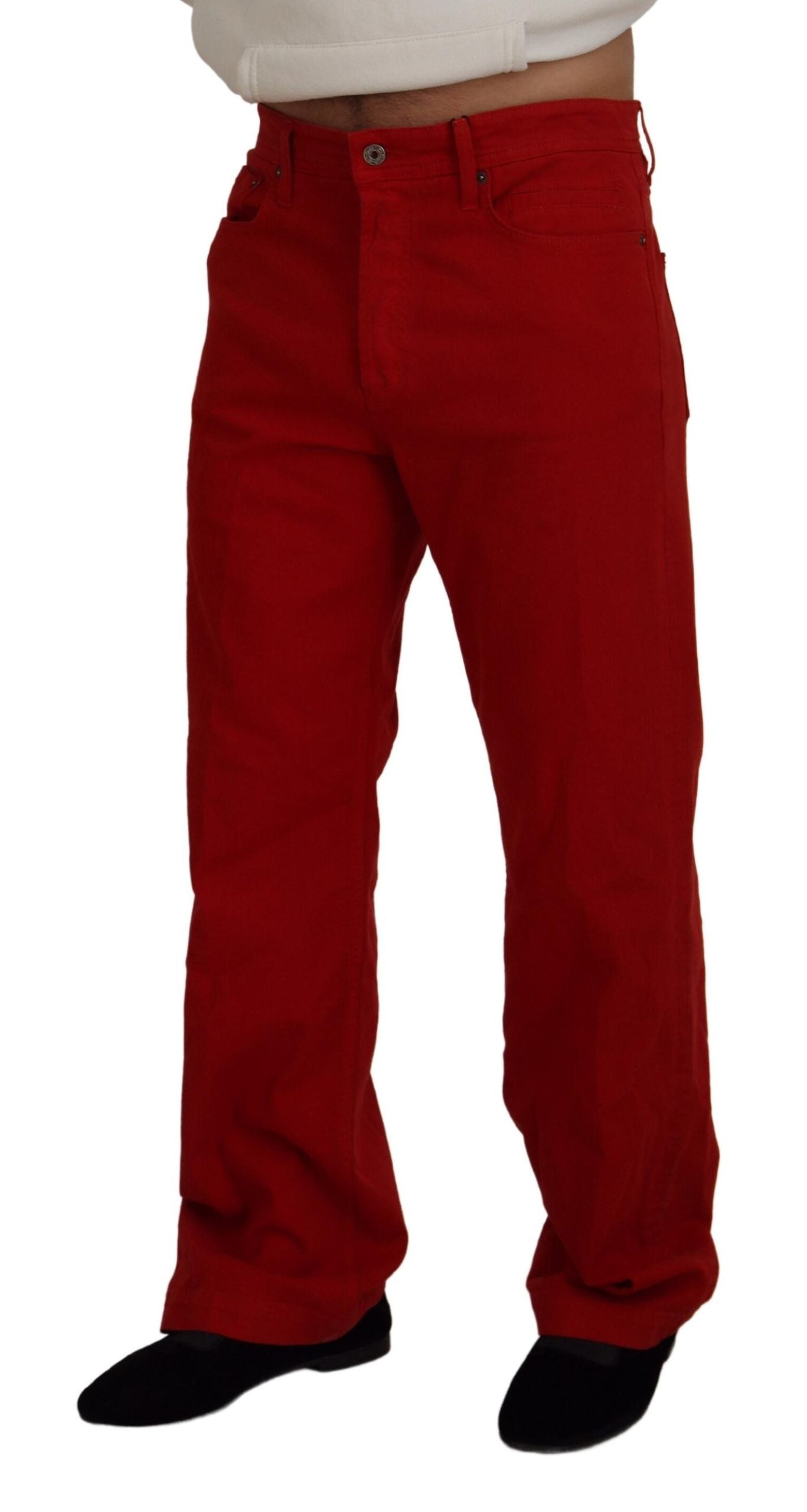Dolce & Gabbana Röda Bomulls Raka Herrjeans