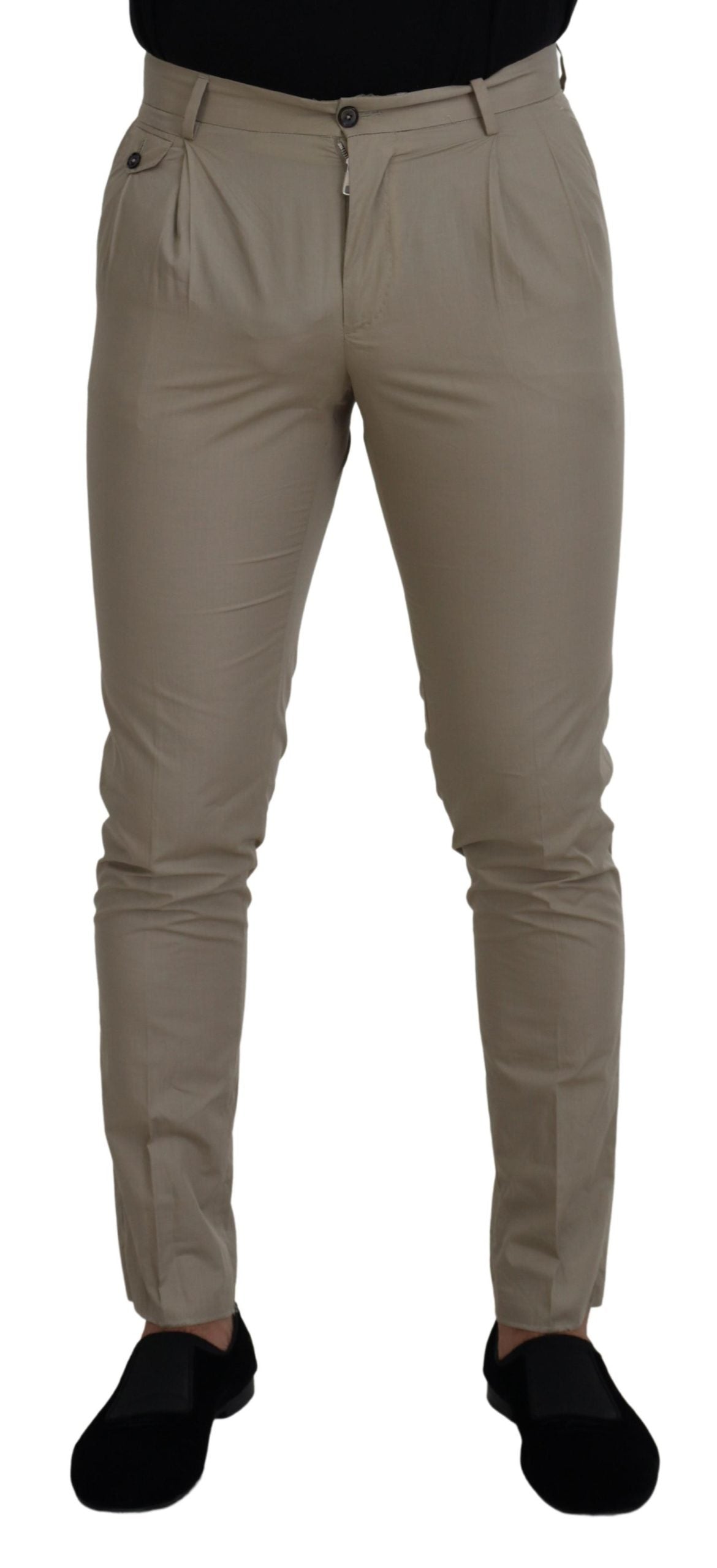 Dolce & Gabbana Beige Bomull Slim Fit Herrbyxor