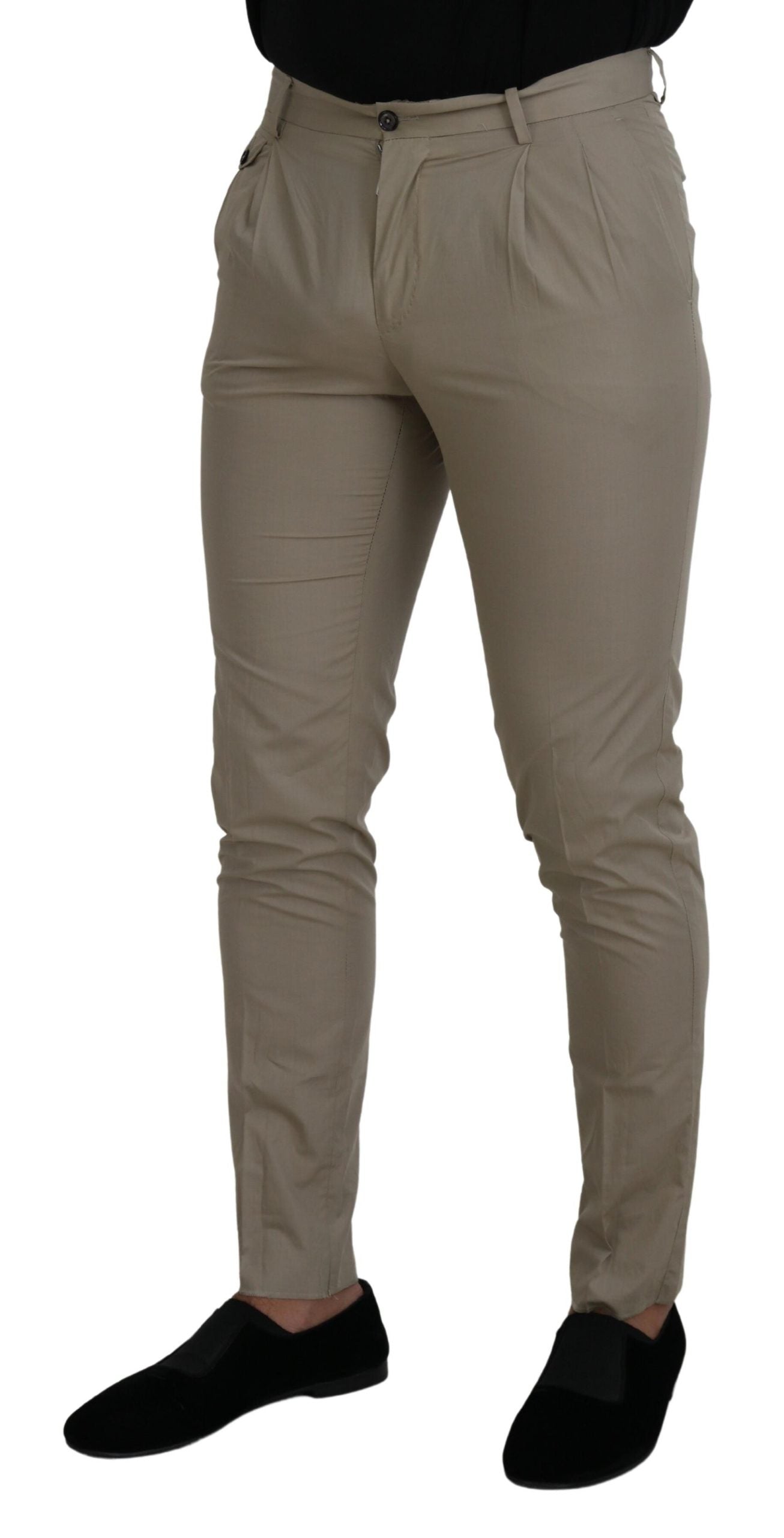 Dolce & Gabbana Beige Bomull Slim Fit Herrbyxor