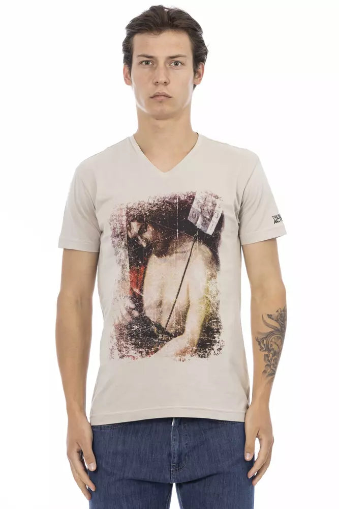 Trussardi Action Beige Bomull Herr T-shirt med V-ringning