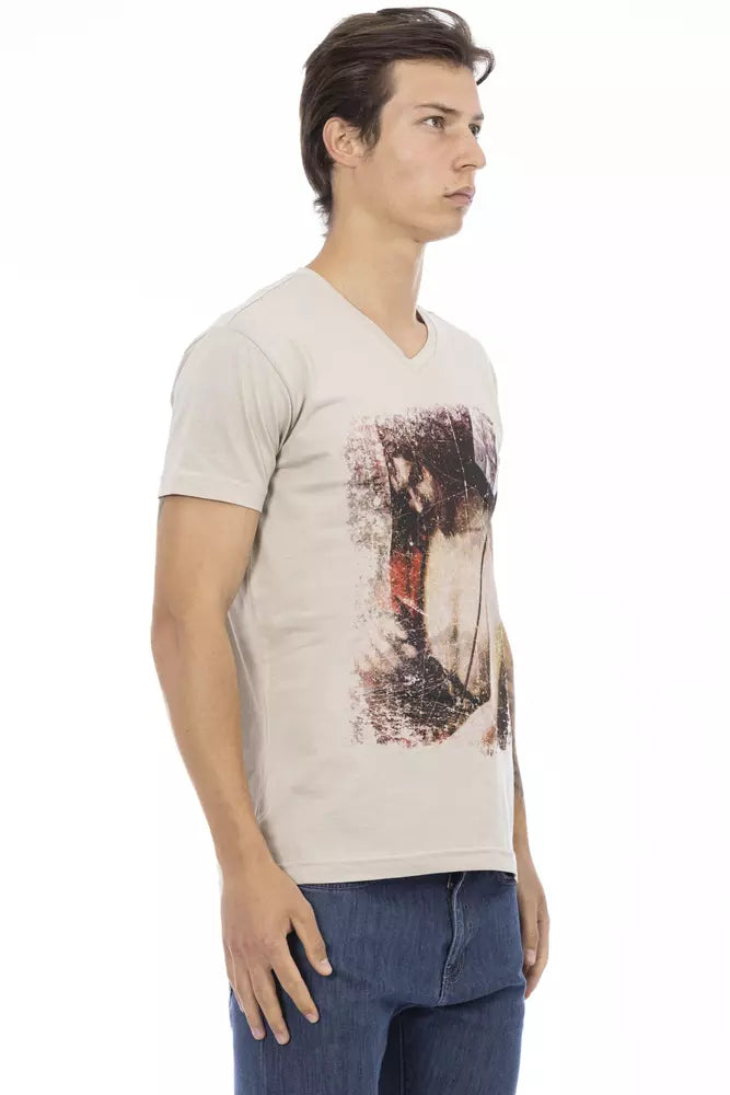 Trussardi Action Beige Bomull Herr T-shirt med V-ringning