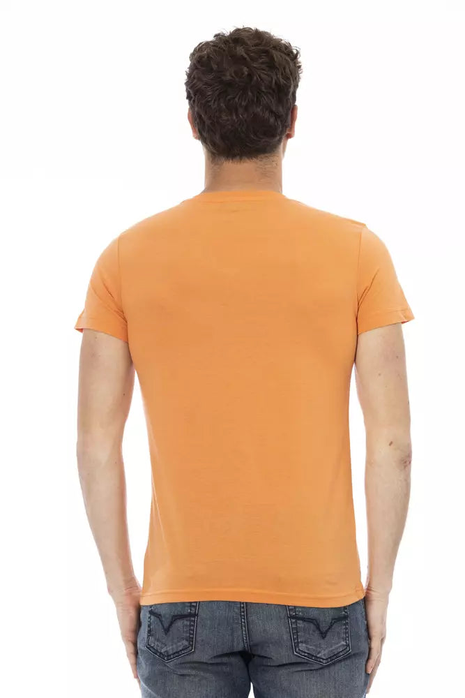 Trussardi Action Orange bomulls-T-shirt med V-ringning för män