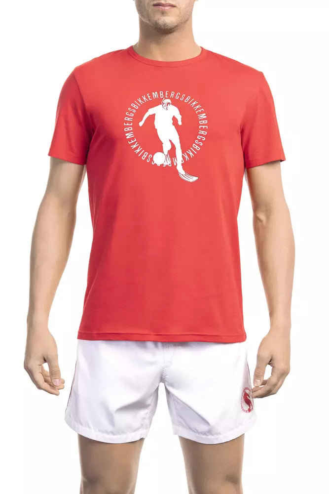 Bikkembergs röd bomulls-t-shirt för män