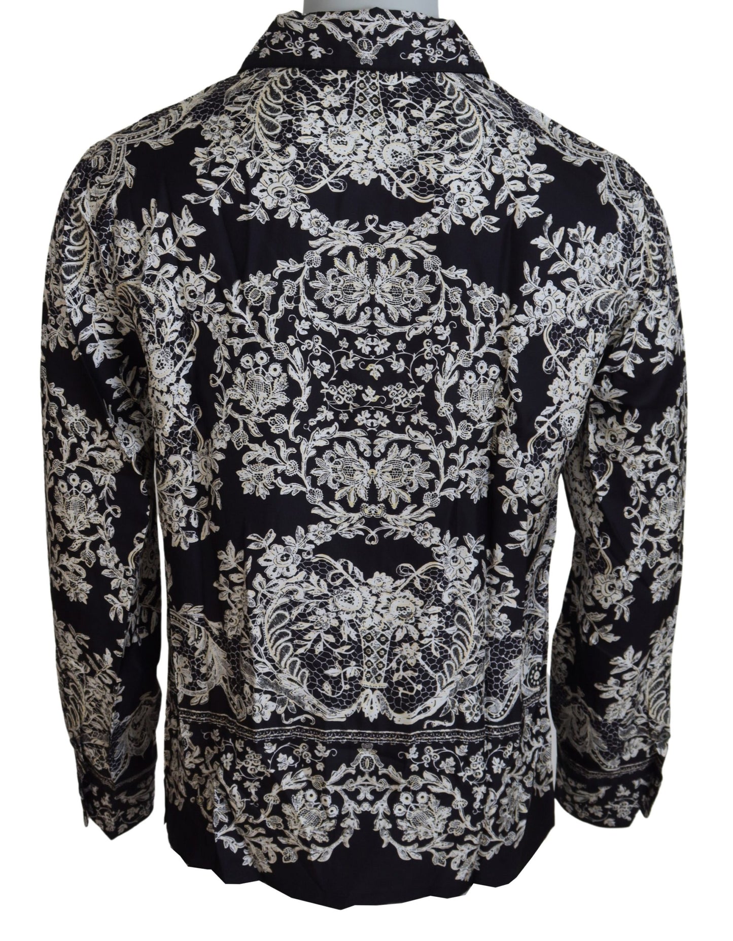 Dolce & Gabbana Blå Siden Blommig Barock Satin Casual Skjorta