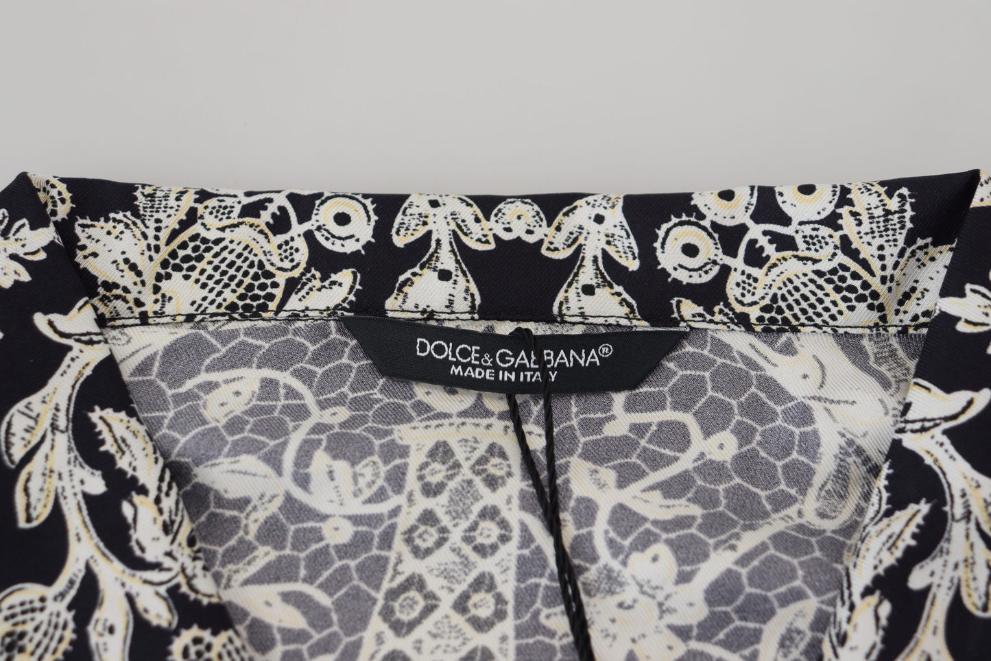 Dolce & Gabbana Blå Siden Blommig Barock Satin Casual Skjorta