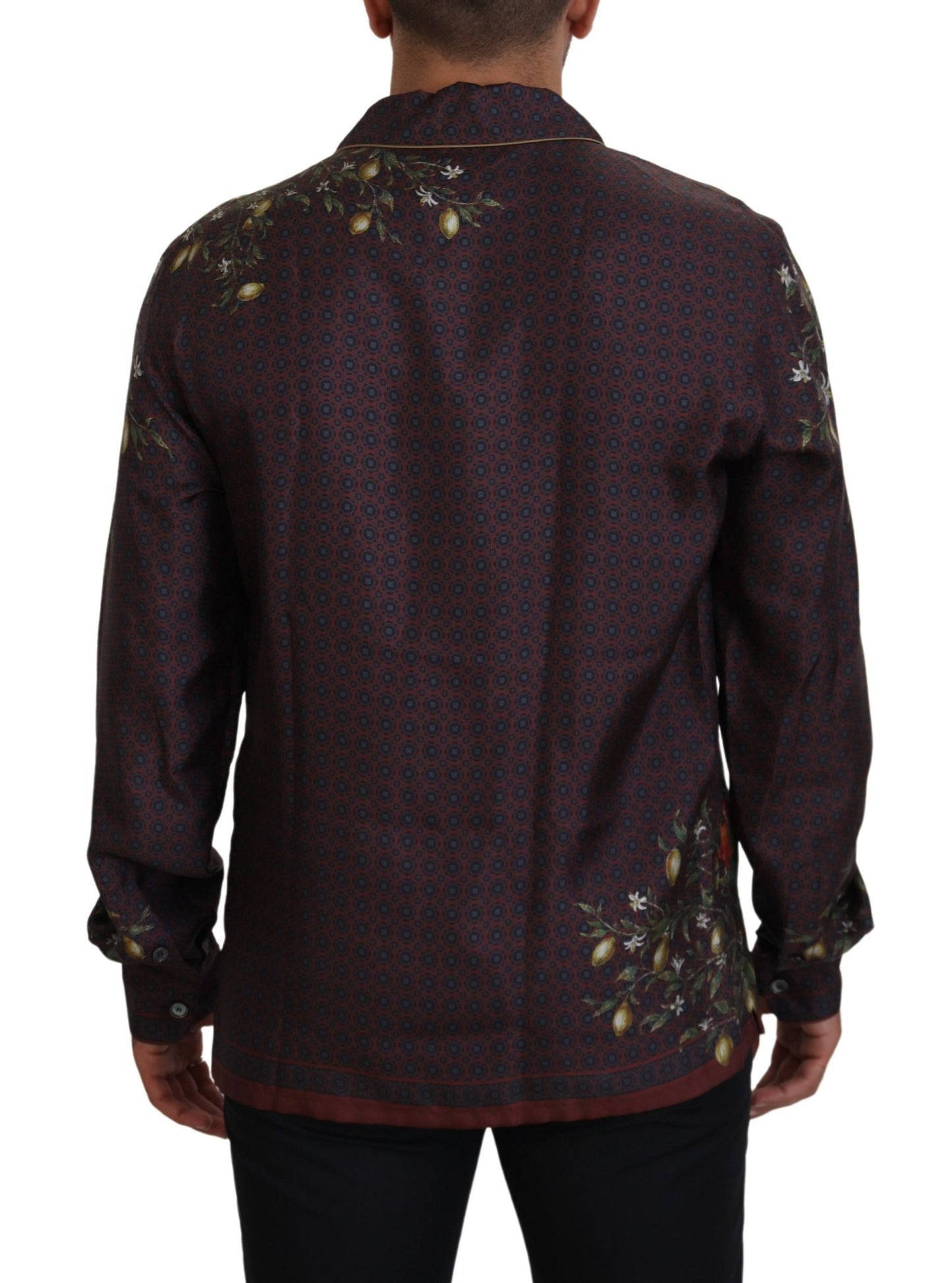 Dolce & Gabbana Bordeaux Struts Siden Satin Casual Herrskjorta