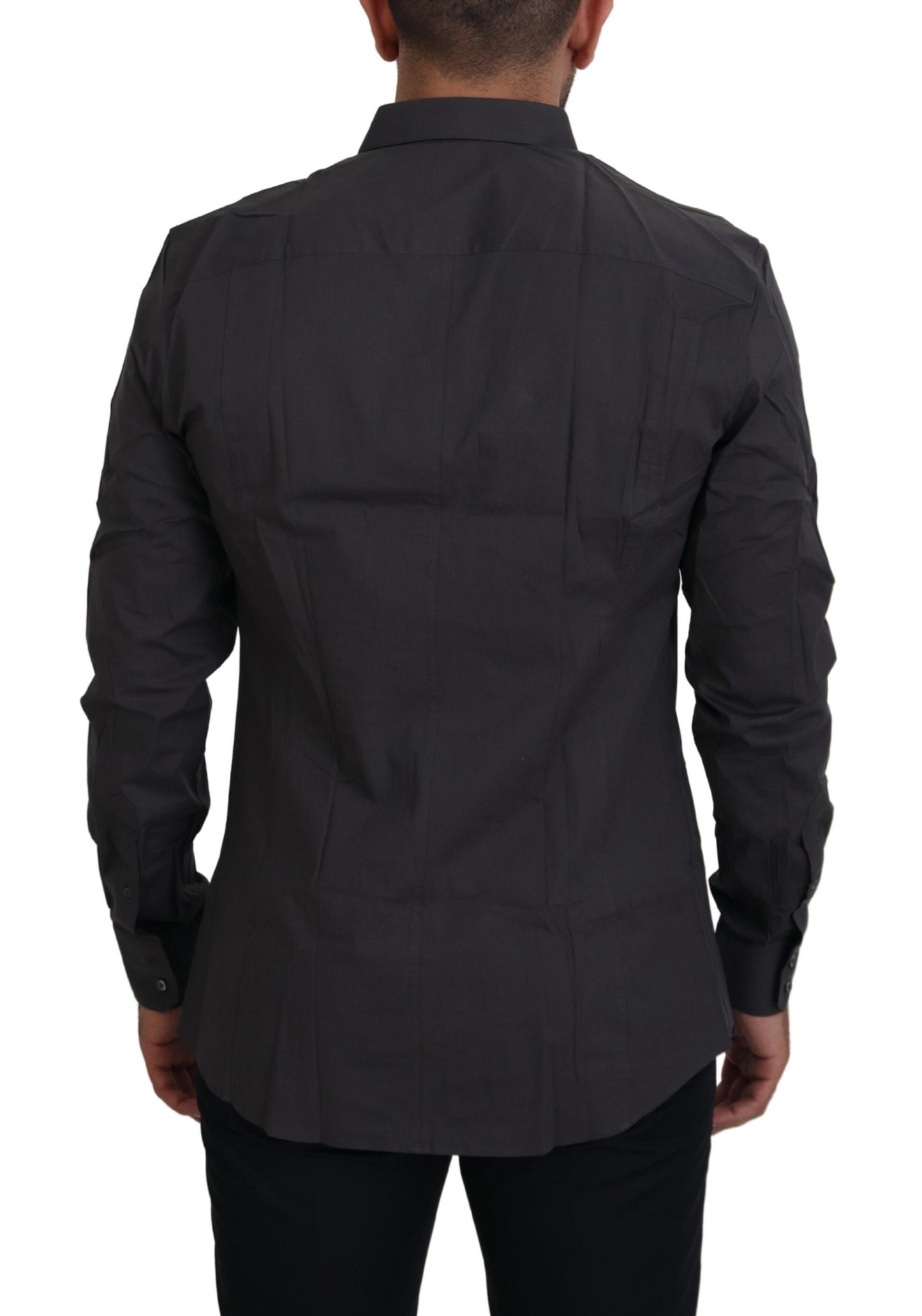 Dolce & Gabbana Grå SICILIA Slim Fit Stretchskjorta