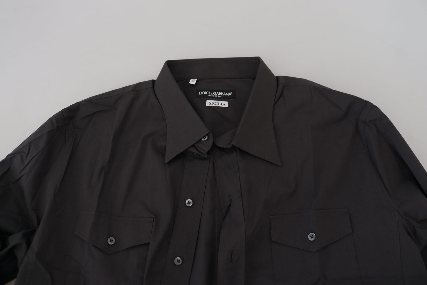 Dolce & Gabbana Grå SICILIA Slim Fit Stretchskjorta