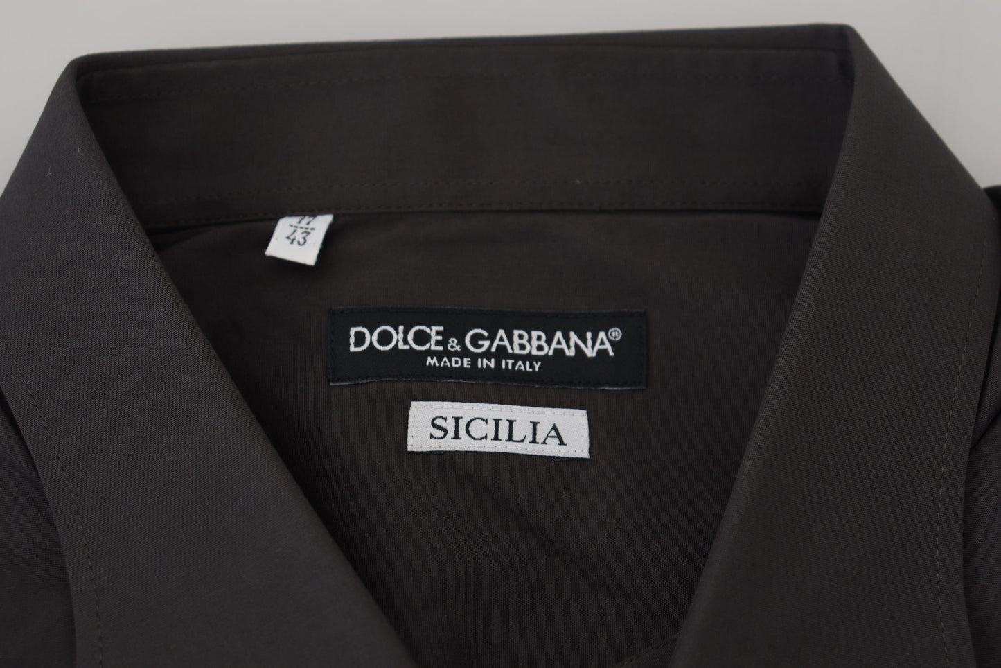Dolce & Gabbana Grå SICILIA Slim Fit Stretchskjorta