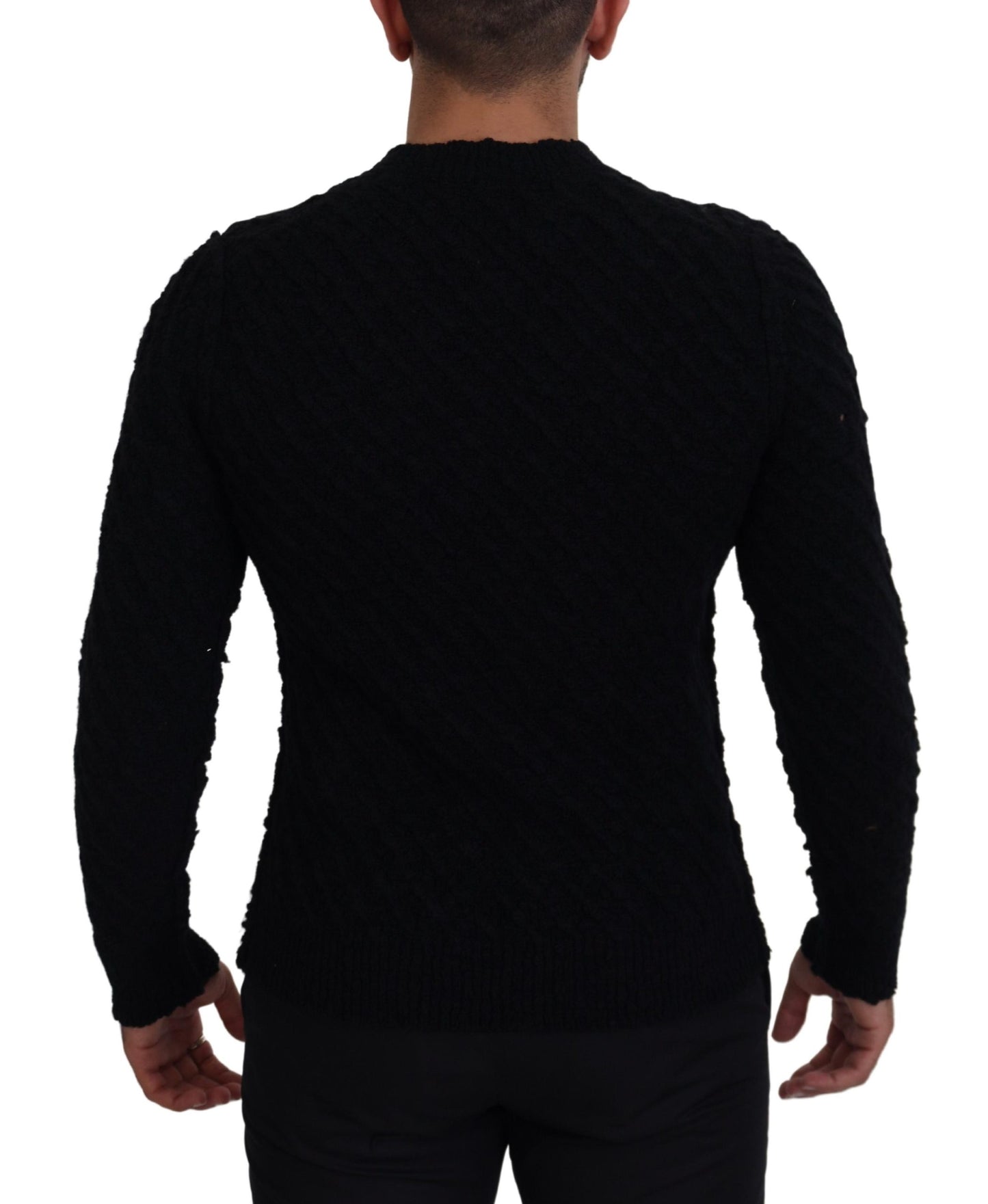 Dolce & Gabbana Svart Ull V-ringad Stickad Pullovertröja