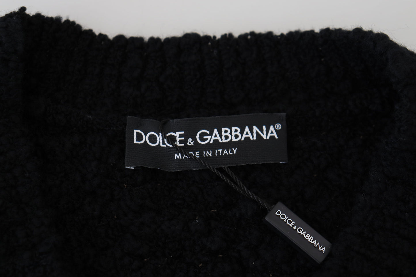 Dolce & Gabbana Svart Ull V-ringad Stickad Pullovertröja
