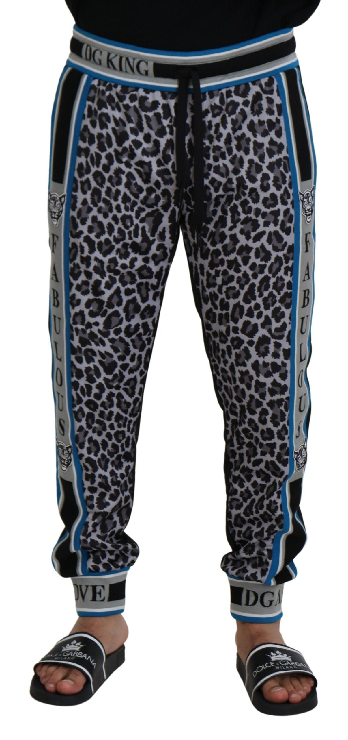 Dolce & Gabbana Flerfärgade DG King Leopardmönstrade Joggingbyxor