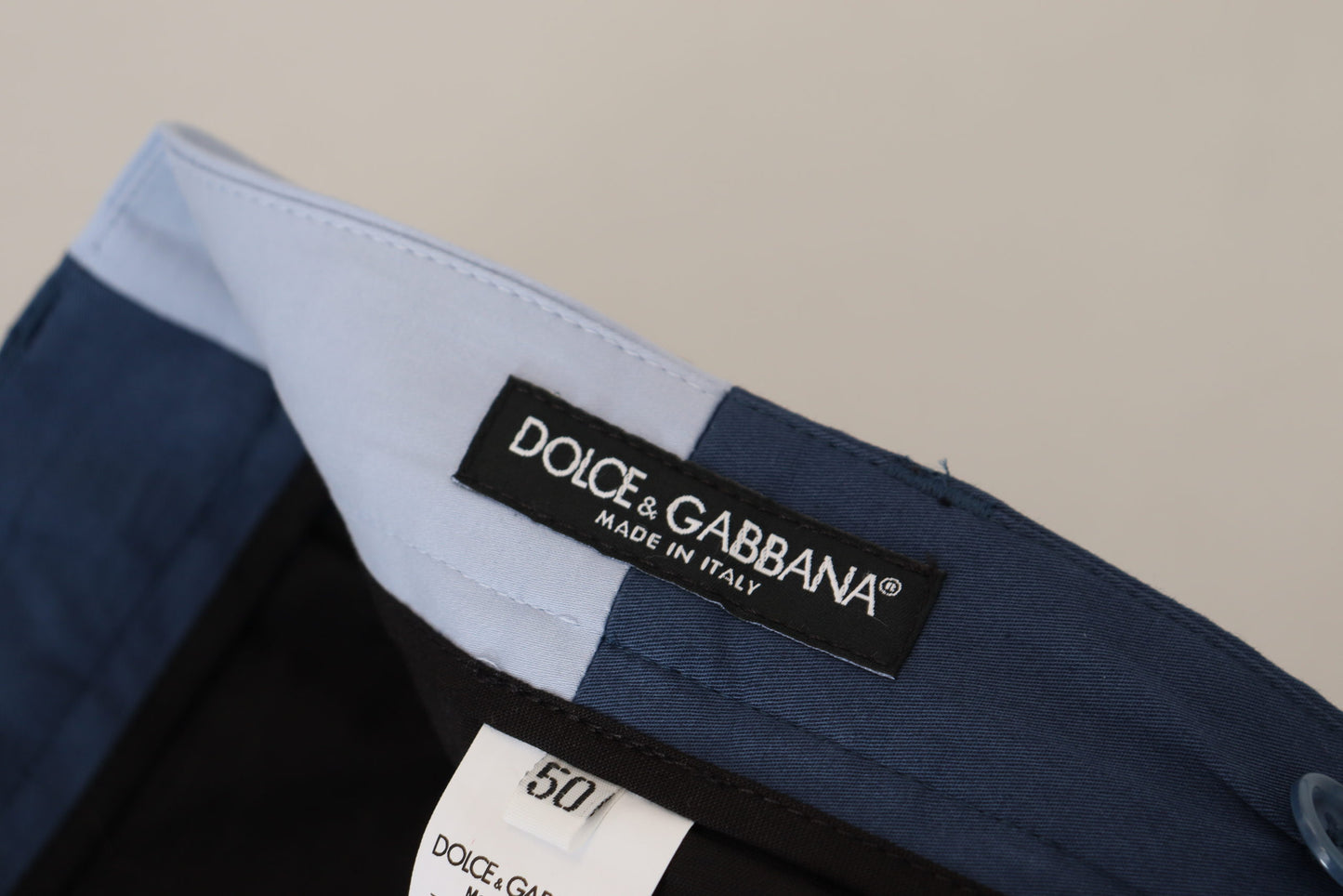 Dolce & Gabbana Blå Bomullsbyxor med Rak Passform