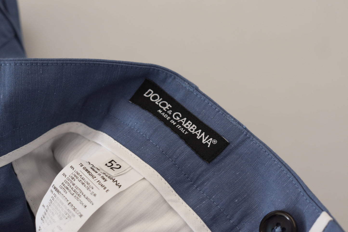 Dolce & Gabbana Blå Linnechino Herrbyxor