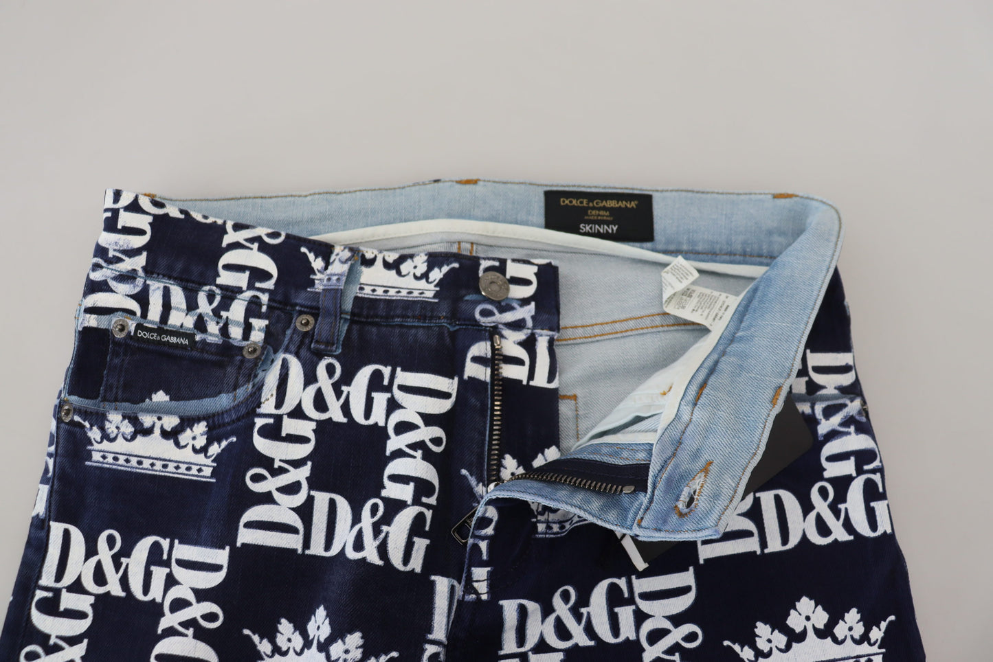 Dolce & Gabbana Blå Bomull DG Crown Skinny Denim Jeans