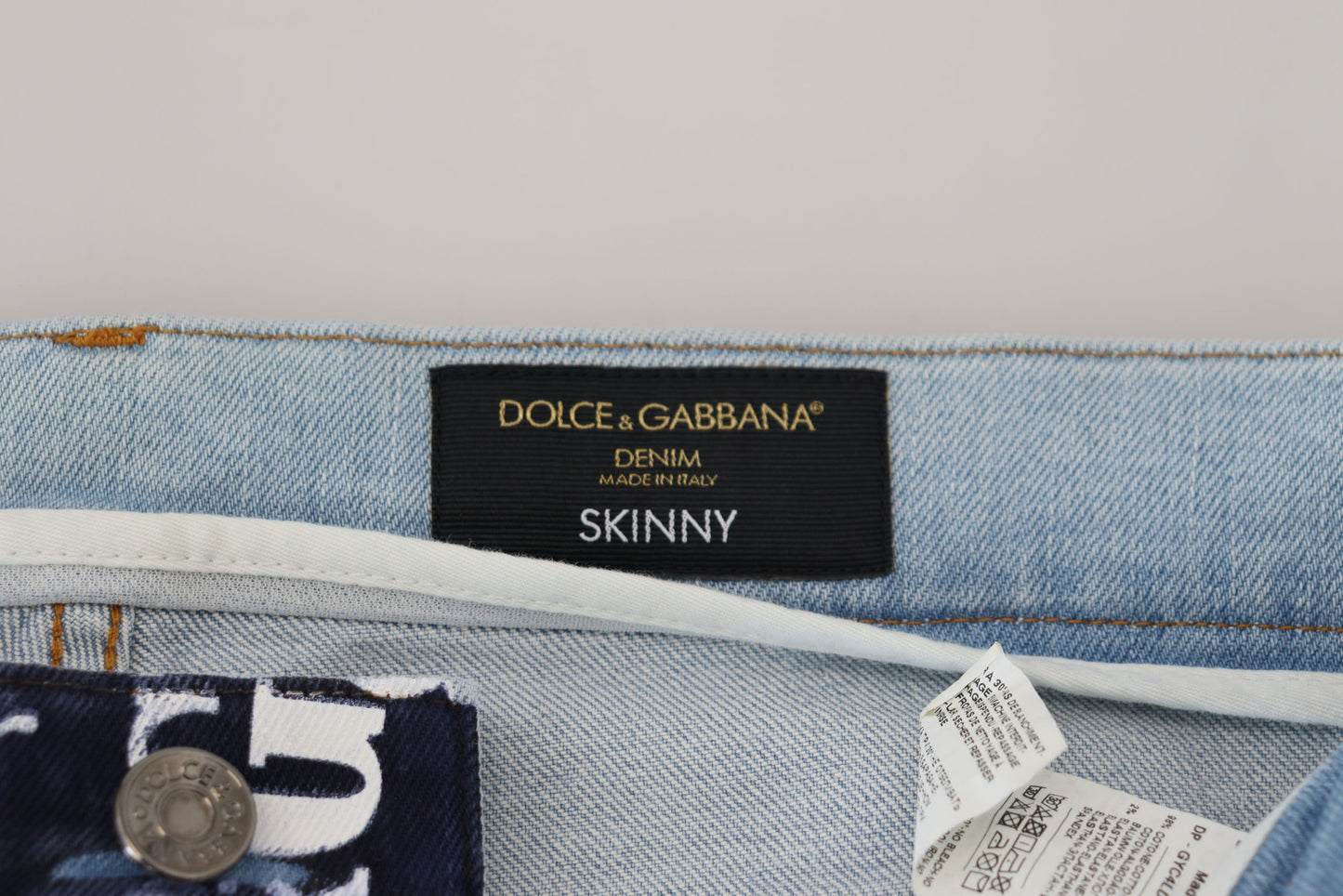 Dolce & Gabbana Blå Bomull DG Crown Skinny Denim Jeans