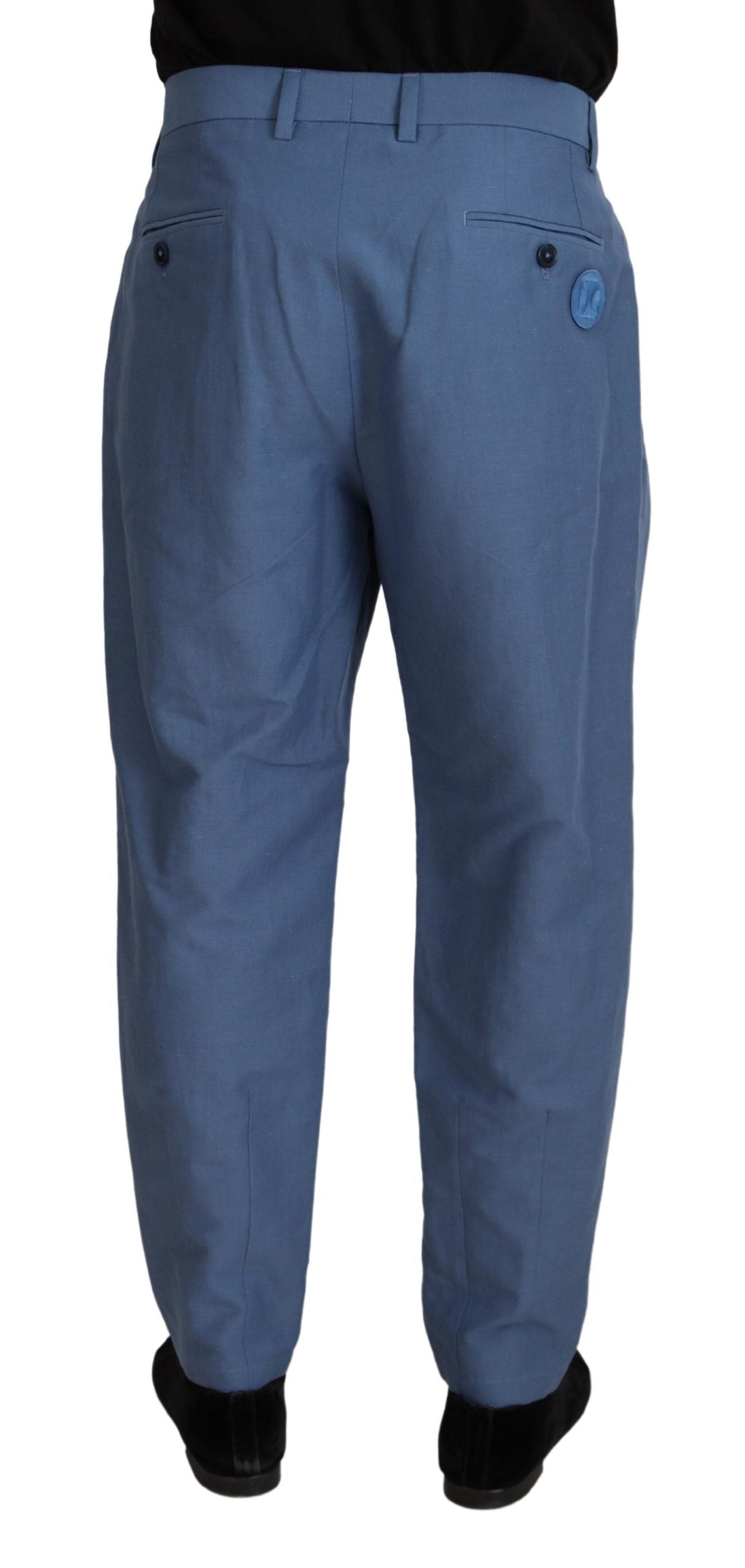 Dolce & Gabbana Blå Lin Chino Formelle Bukser
