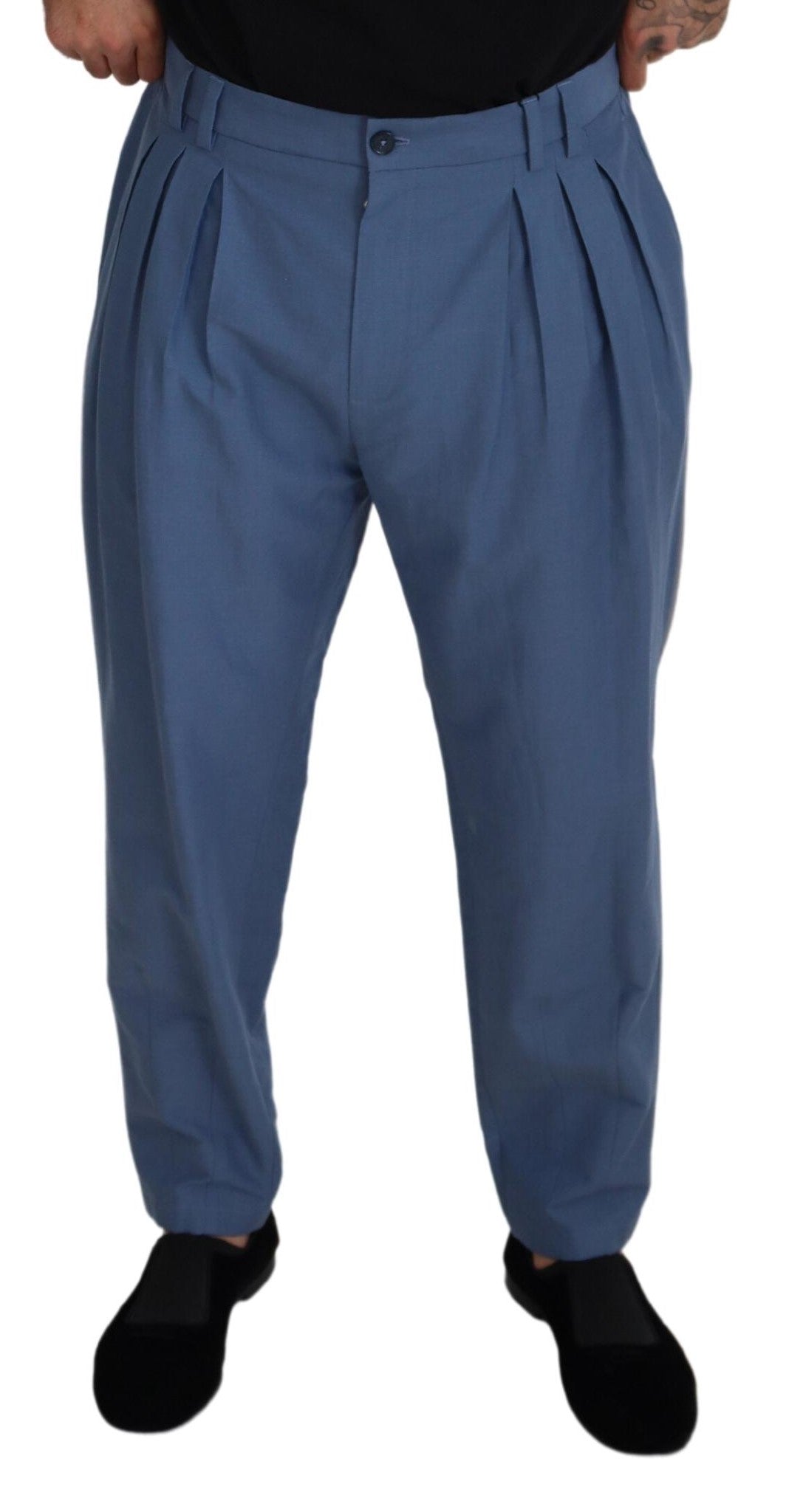 Dolce & Gabbana Blå Lin Chino Formelle Bukser