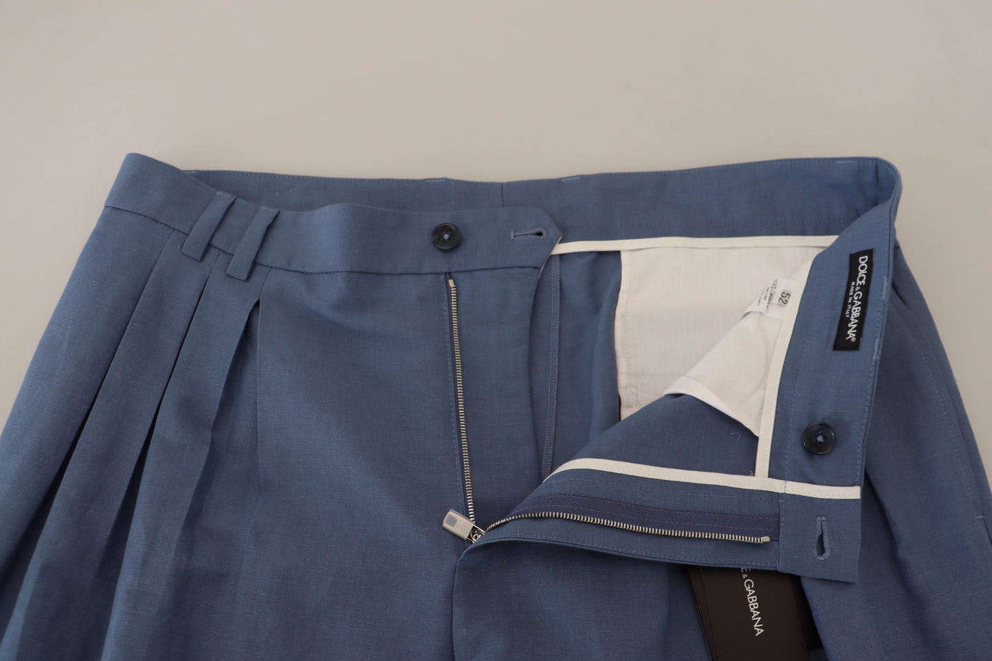 Dolce & Gabbana Blå Lin Chino Formelle Bukser