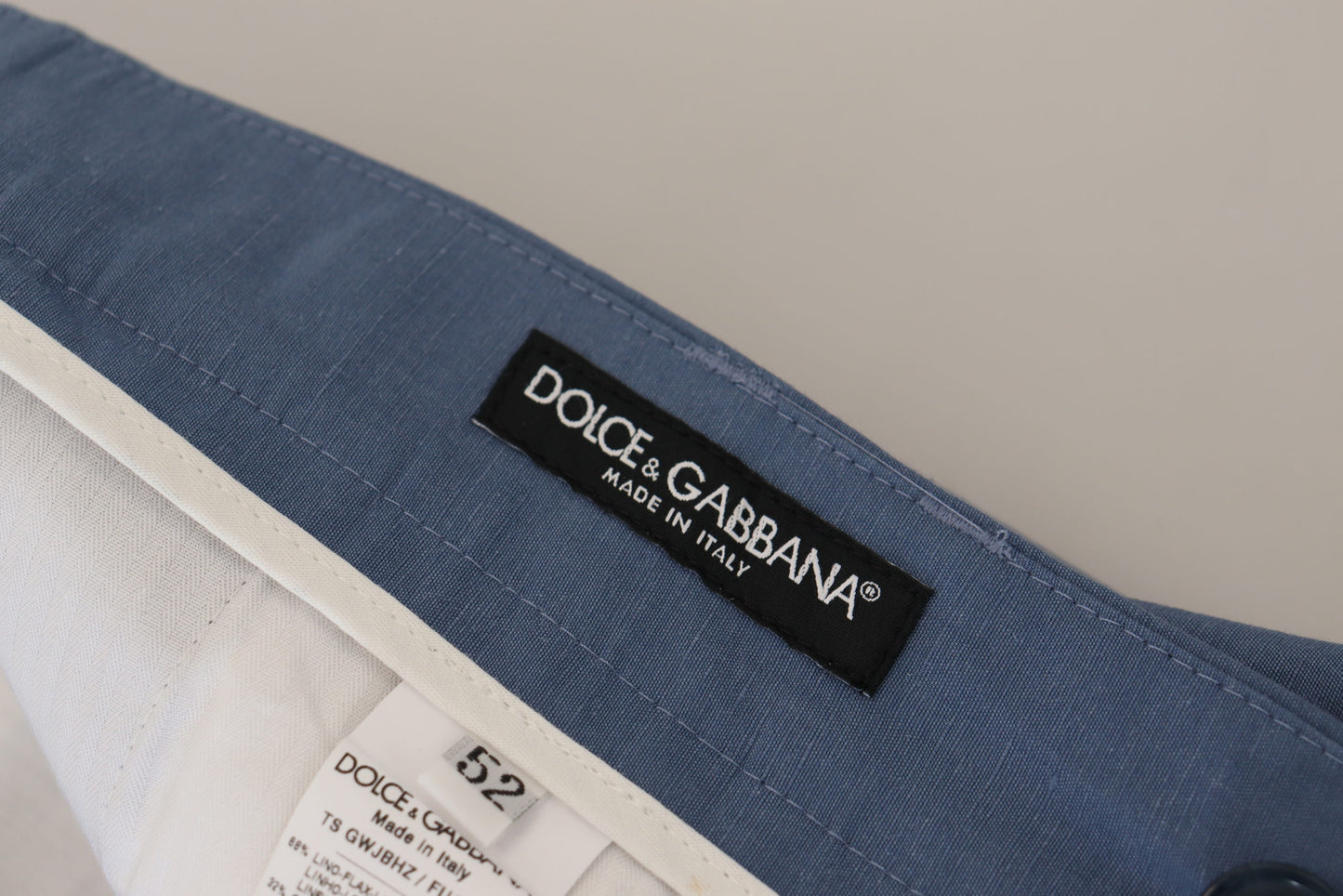 Dolce & Gabbana Blå Lin Chino Formelle Bukser