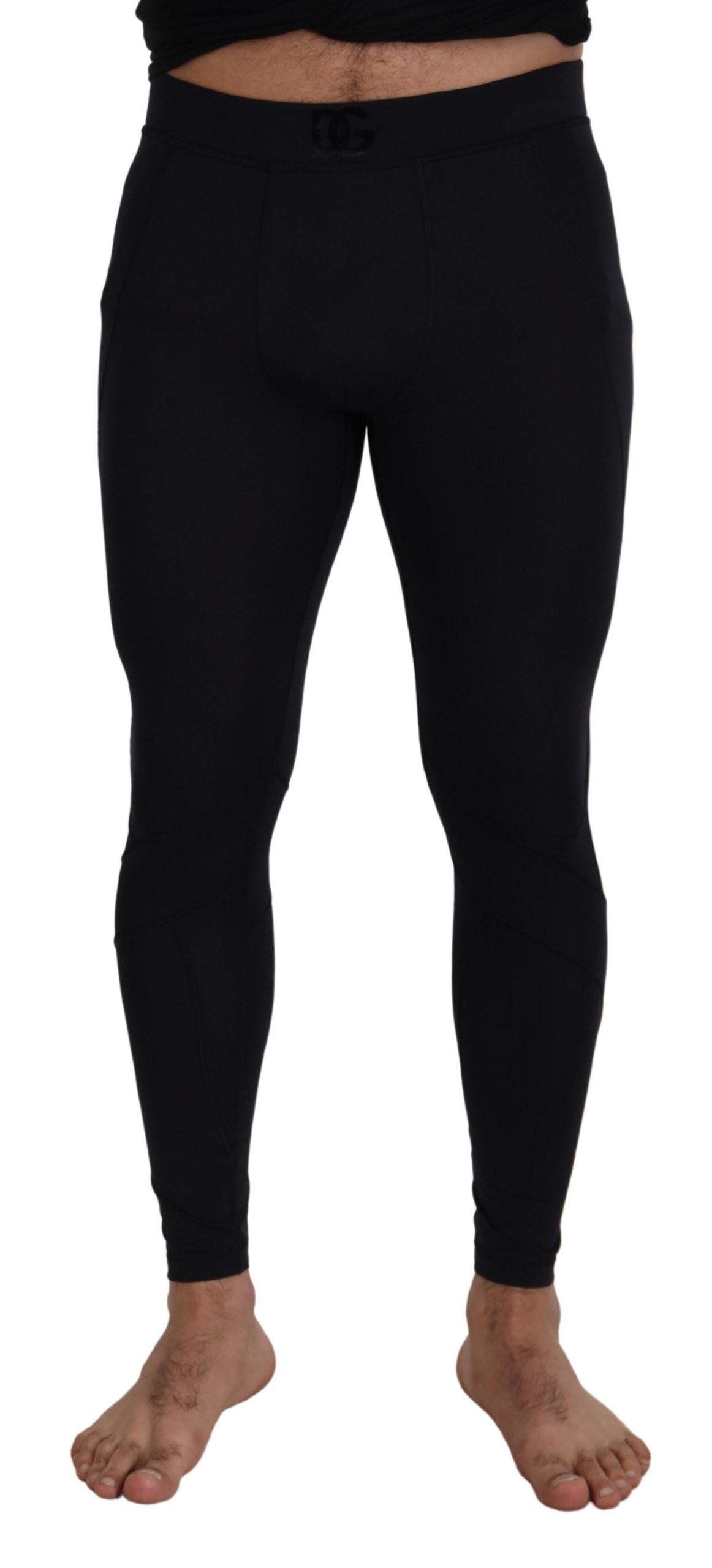 Dolce & Gabbana Svarta Nylon Slim Fit Stretchbyxor