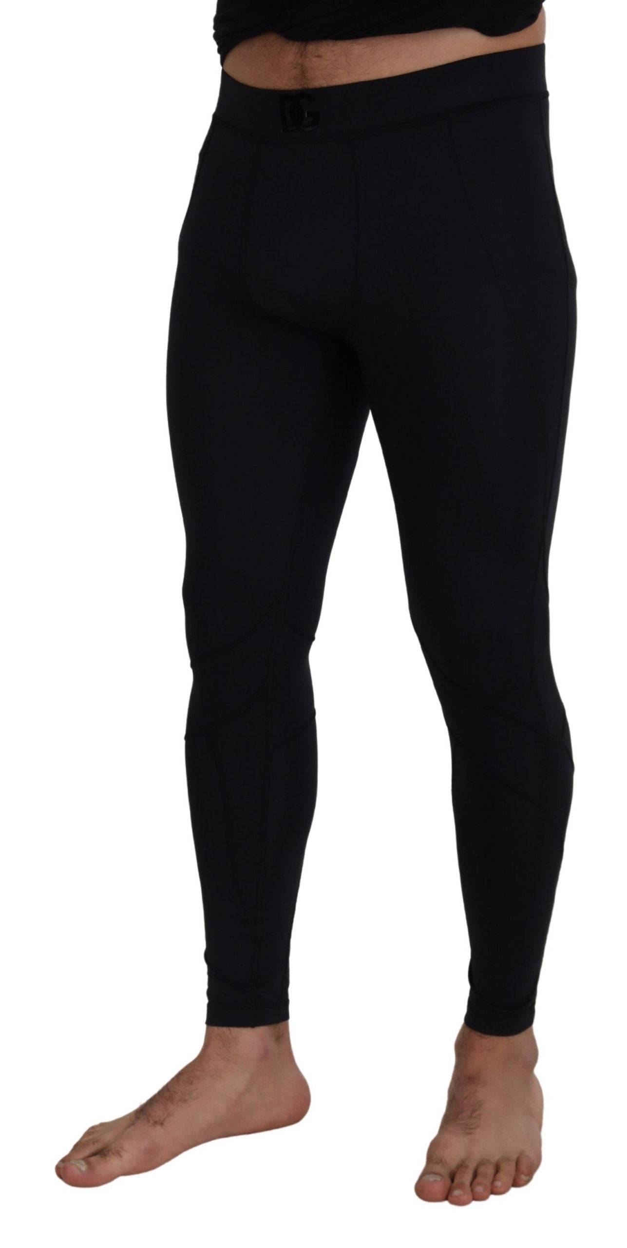 Dolce & Gabbana Svarta Nylon Slim Fit Stretchbyxor