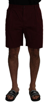 Dolce & Gabbana Maroon Cotton Bermuda Shorts for hverdagsbruk