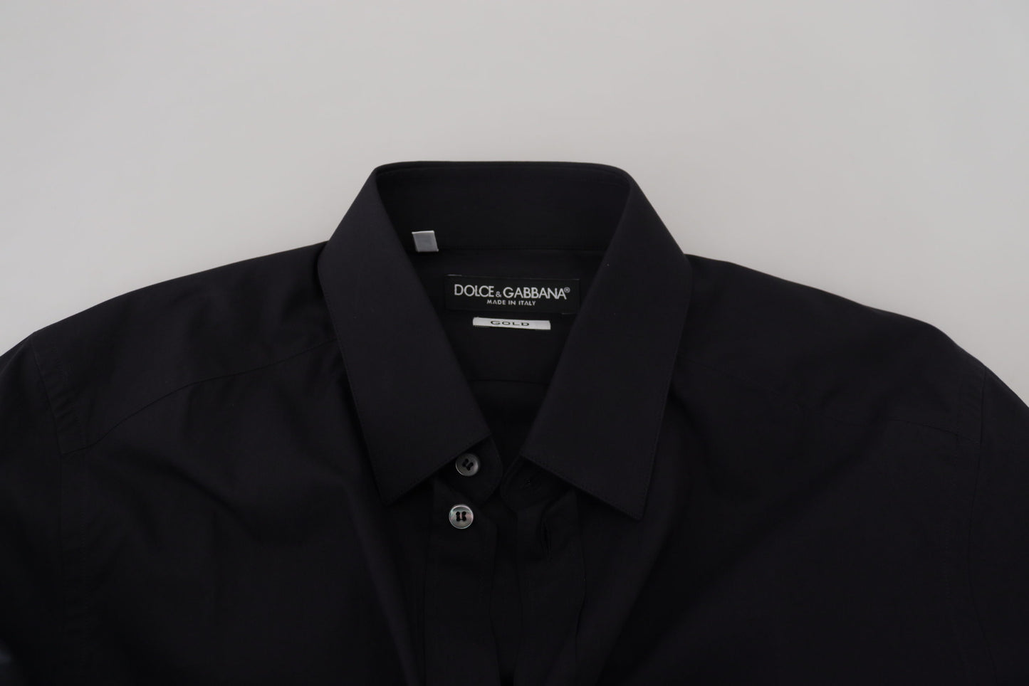 Dolce & Gabbana Svart Bomull Slim Fit Festklänning GULDIG Skjorta
