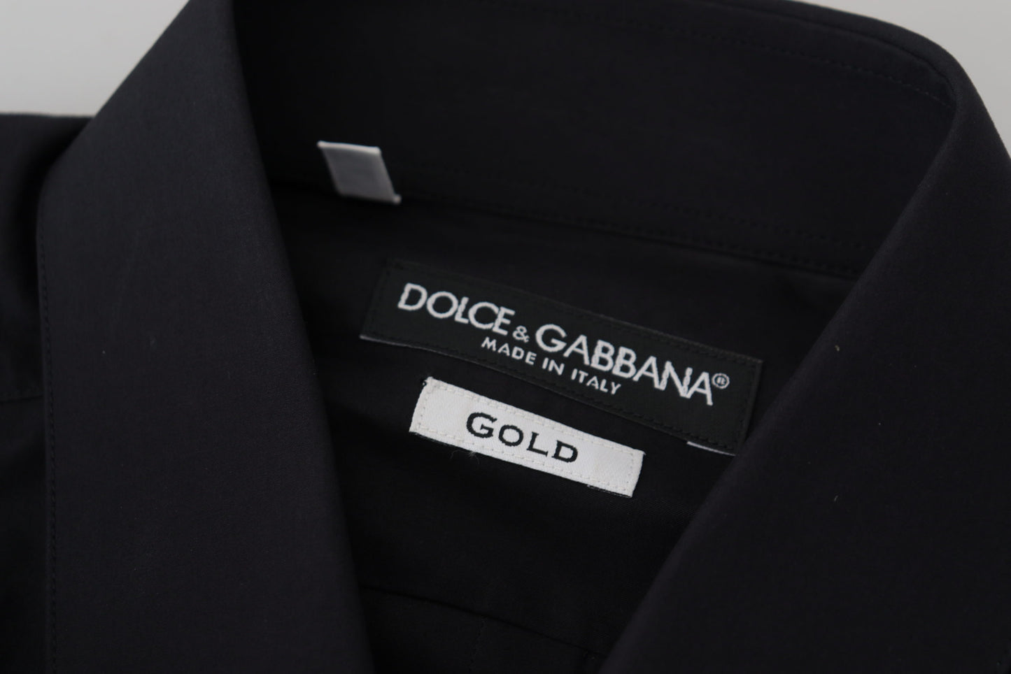 Dolce & Gabbana Svart Bomull Slim Fit Festklänning GULDIG Skjorta