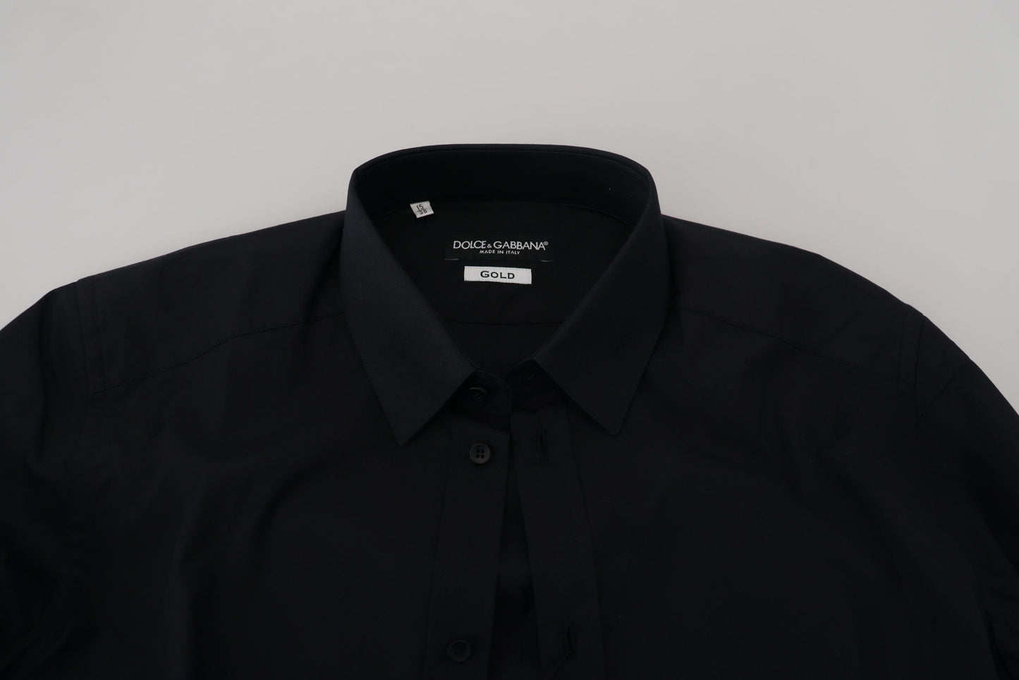 Dolce & Gabbana Svart Bomull Slim Fit Festklänning GULDIG Skjorta