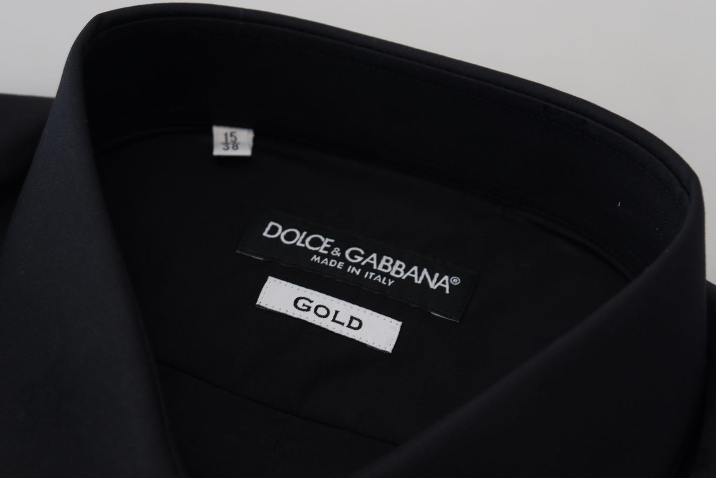 Dolce & Gabbana Svart Bomull Slim Fit Festklänning GULDIG Skjorta