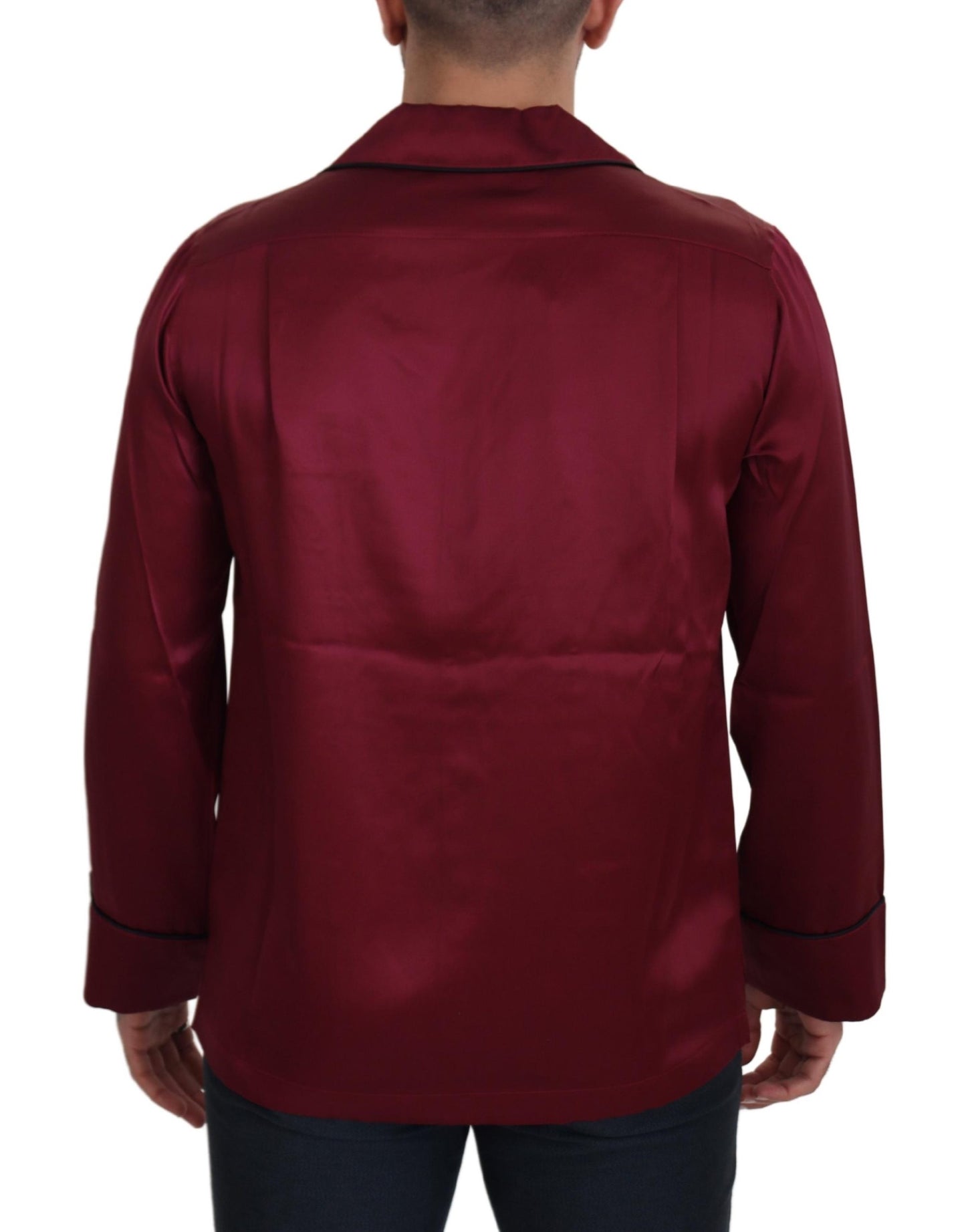 Dolce & Gabbana Röd Siden Lounge Topp Pyjamas Nattplagg