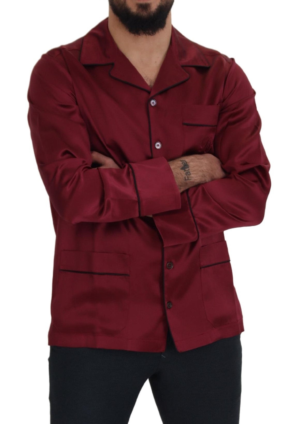 Dolce & Gabbana Röd Siden Lounge Topp Pyjamas Nattplagg