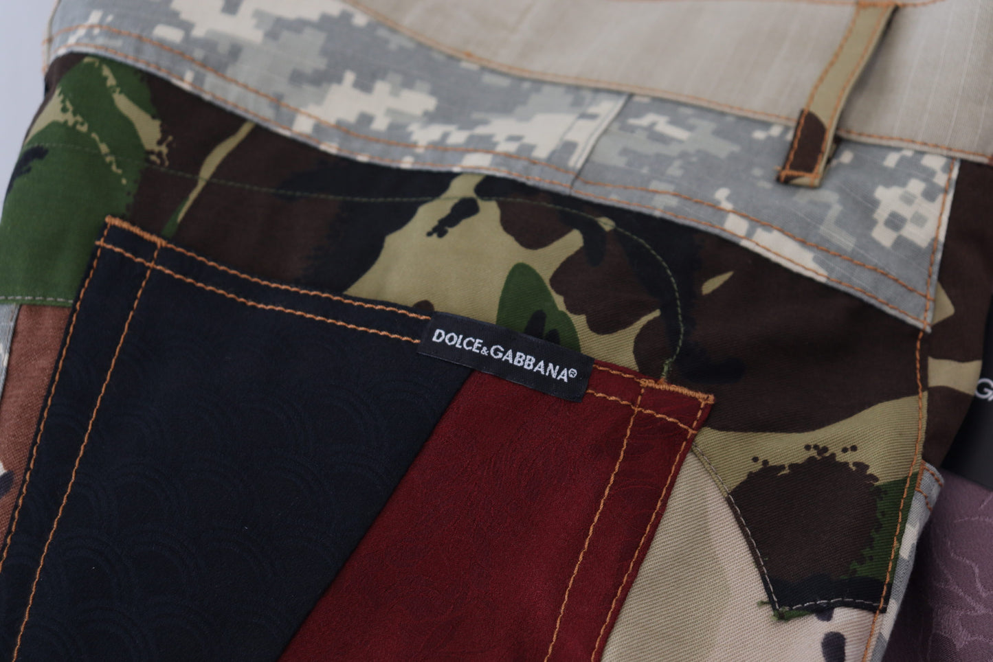 Dolce & Gabbana Flerfärgade Siden Patchwork Herrjeans