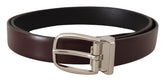 Dolce & Gabbana Solid Brown Leather Silver Metal Belt