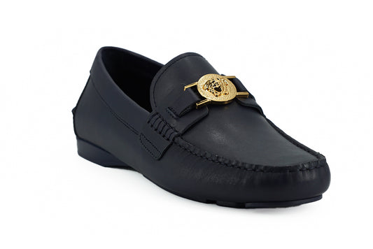 Versace Elegante Marineblå Loafers i Kalveskinn