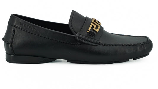 Versace Elegant svarte herreloafers i kalveskinn