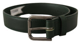 Dolce & Gabbana Army Green Leather Logo Metal Waist Buckle Belt