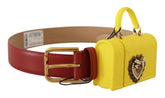 Dolce & Gabbana Red Leather Yellow DEVOTION Heart Bag Buckle Belt