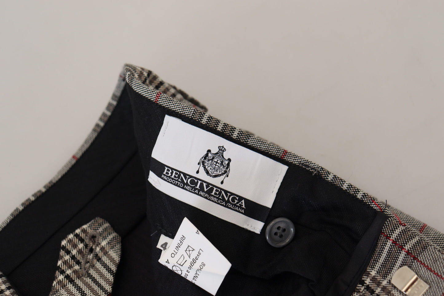 BENCIVENGA Grå Rutiga Skinny Herrbyxor