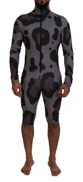 Dolce & Gabbana Gray Patterned Polyester Wetsuit Swimwear