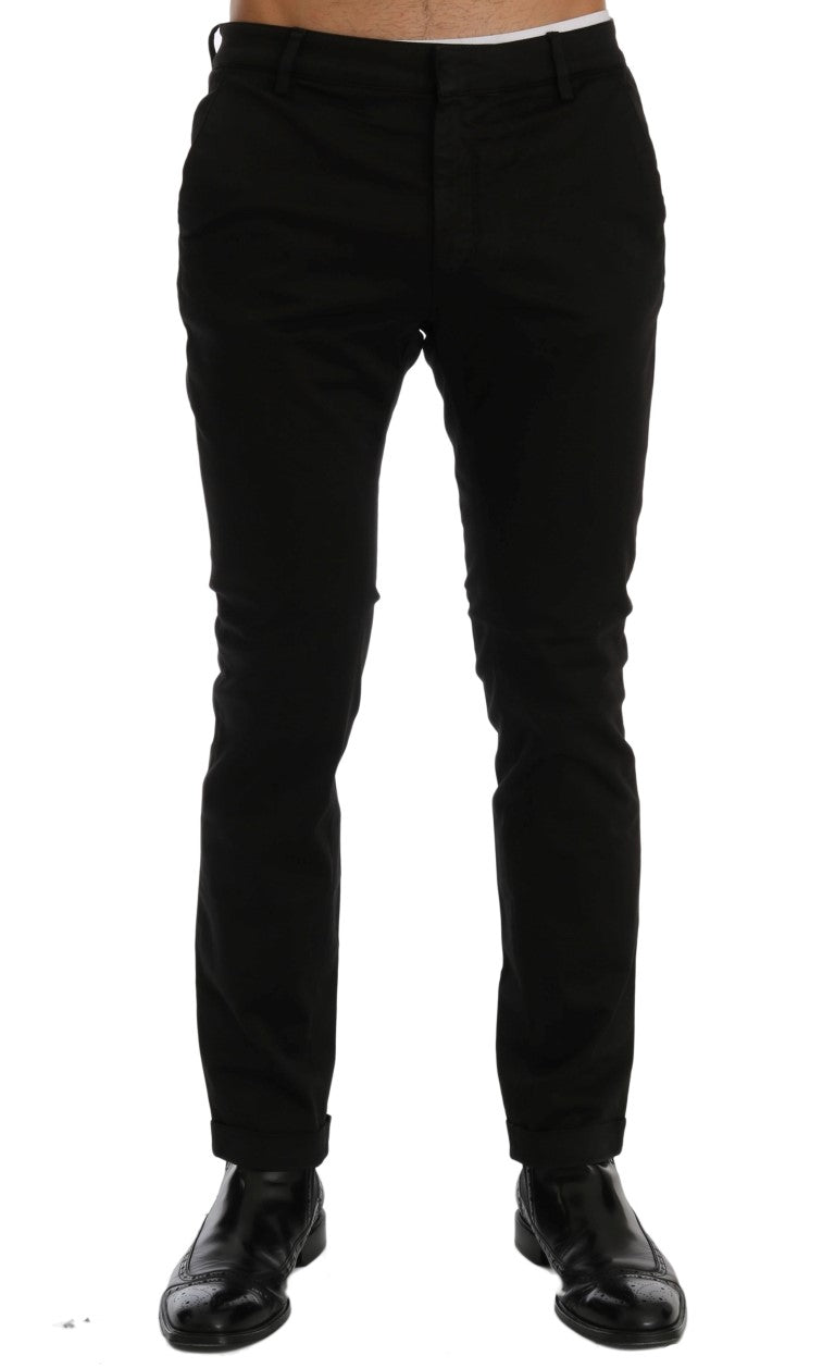 Costume National svarte slim fit bomullsstretchbukser