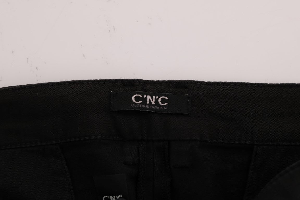 Costume National svarte slim fit bomullsstretchbukser
