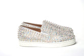 Christian Louboutin Hvite Ab/Klare Ab Roller Boat Dame Flate Sneaker