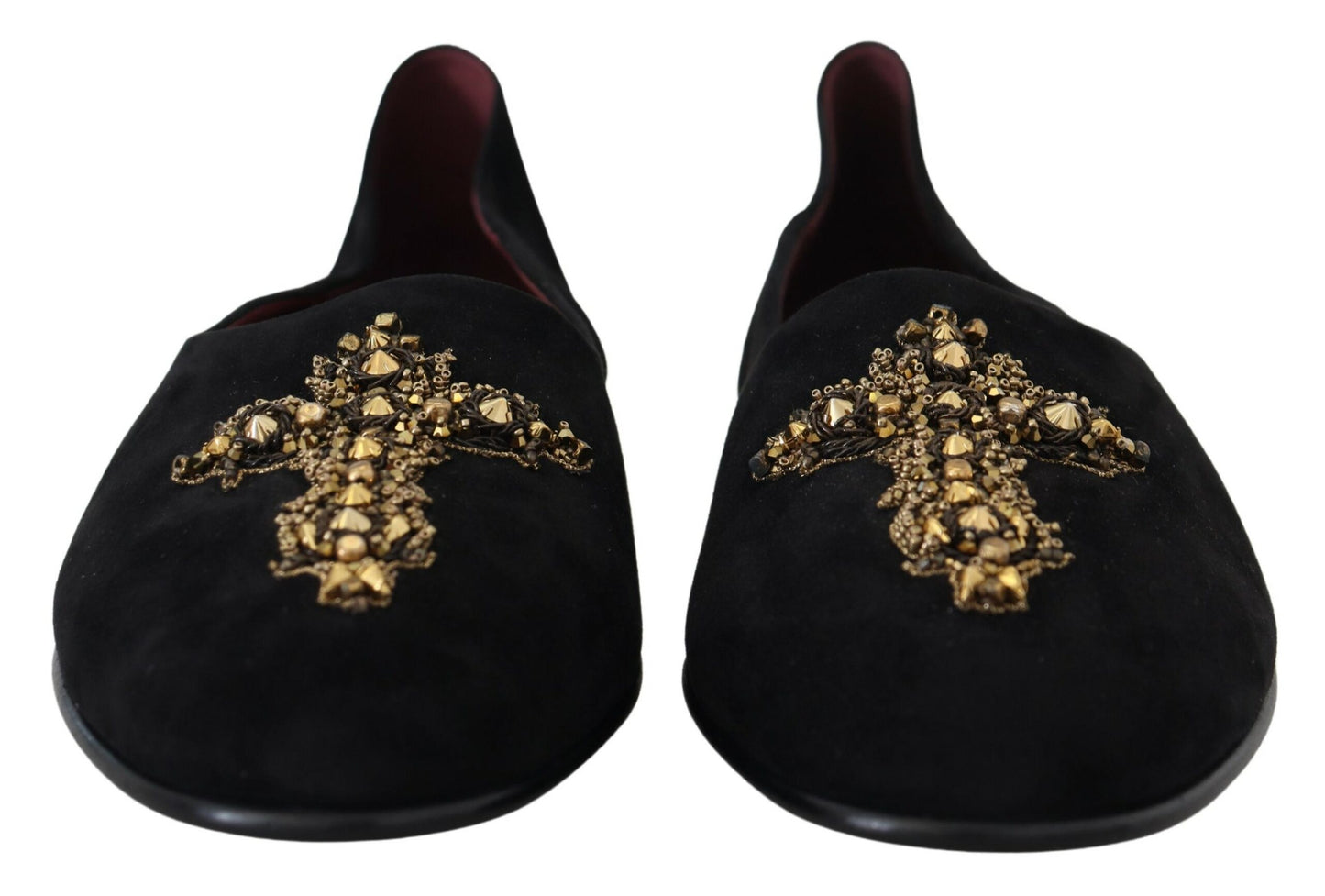 Dolce & Gabbana svarte semskede gullkors slip-on loafers